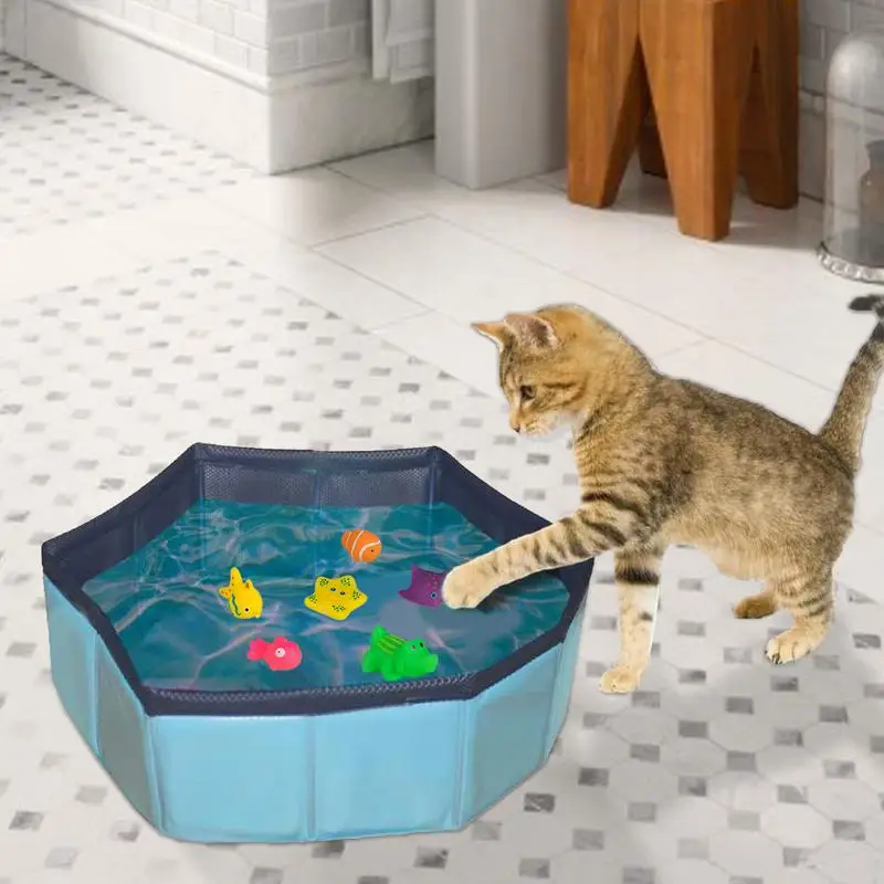 6pcs Cat Pool Toys Floating Water Toy Kitten Interactive Fun Pet Swimming Bathing Toys perfect For Toilet Pool Patio Garden