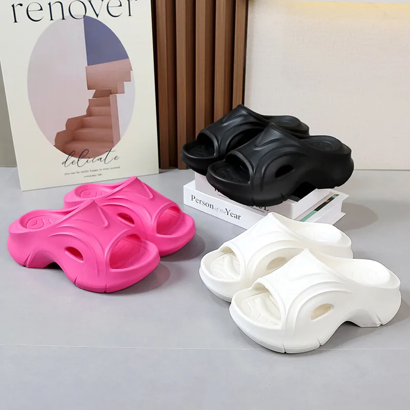 Chunky Platform Wedges Sandals Women Summer Waterproof Thick Sole Beach Slides Slippers Woman Soft Eva Slippers Flip-Flops