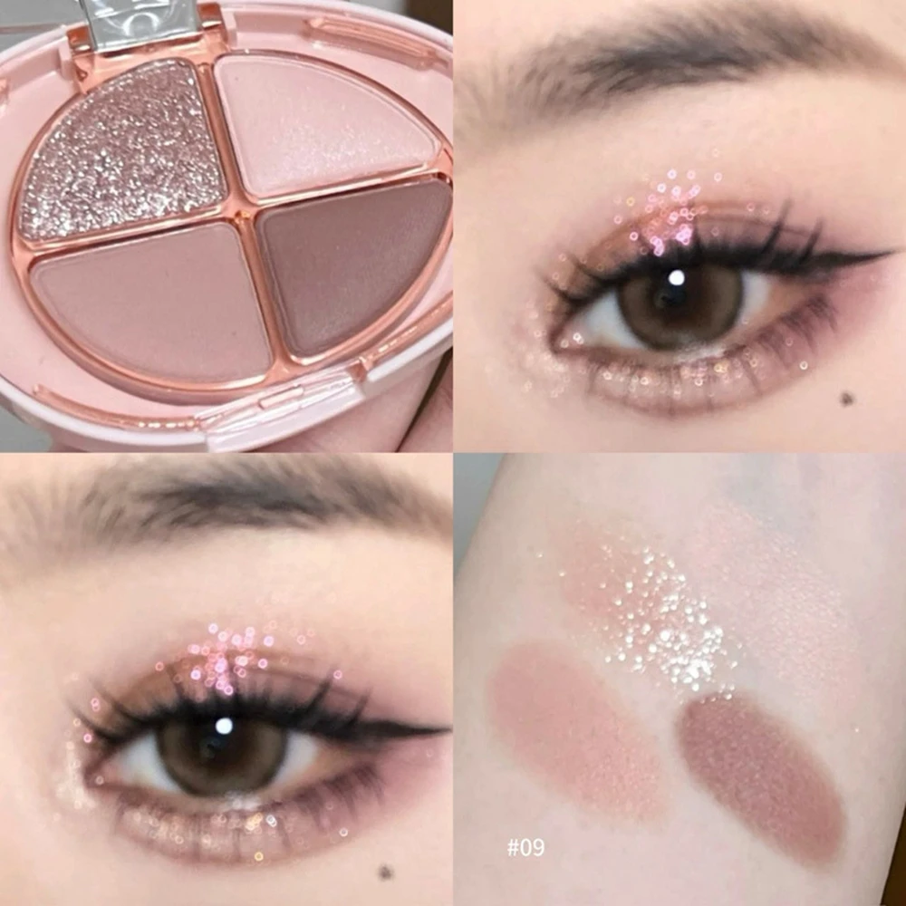 パール調フラッシュハイライター カメレオン偏光クリアダイヤモンド アイブライトニング 4色シマーハイライトパレット