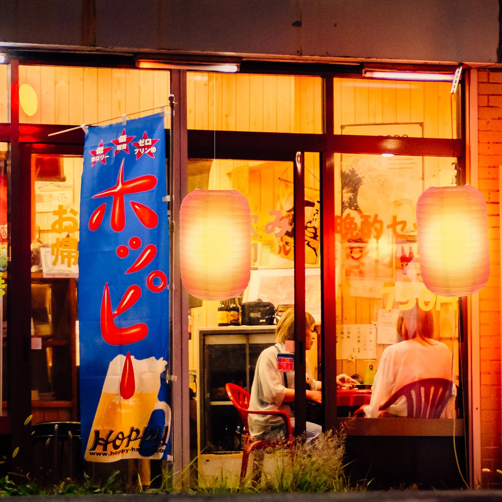 

2 шт. Нежные японские бумажные фонарики для декора, для барбекю, тематических вечеринок, свадеб, Нового года, для использования в помещении и на улице