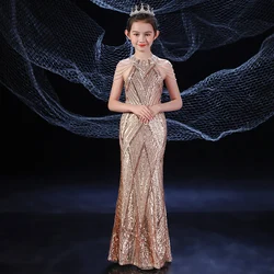 2022 Sparkly Sexy Prom Dress for Kids Girls Age 3 11 12 13 14 Year Child Formal Evening Dresses Long Luxury Birthday Party Gown