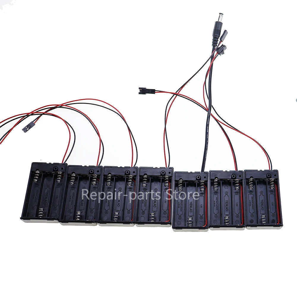 3 فتحات حافظة بطاريات صندوق حامل بطارية AAA مع مفتاح وغطاء و PH2.0 XH2.54 DC5.5X2.1 USB2.0 DuPont سلك طرفي