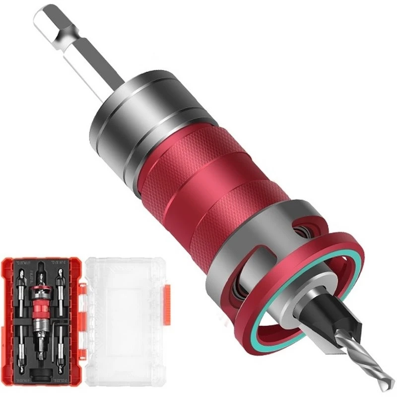 ABJI-1Set 4-Flute Countersink Drill Bit With Depth Stop For SEMI-Automatic Depth Adjustment For Wood Metal Adjustable Drill A