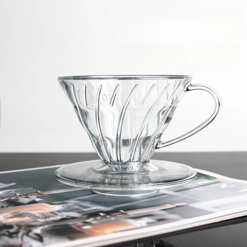 Resin Transparent Coffee Filter Cone Dripper with Spiral Guide for Hand Drip Brewing