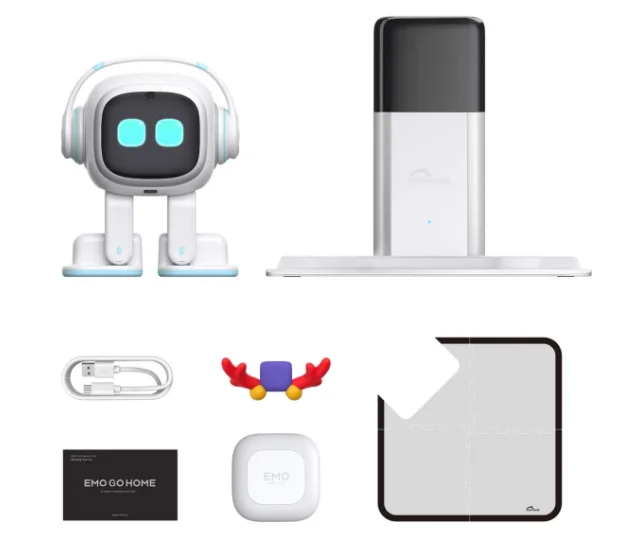 Emo Robot with Automatic Recharge Device, Children's Toys, Voice Electronic Pets, Christmas Gift for Reindeer Antlers
