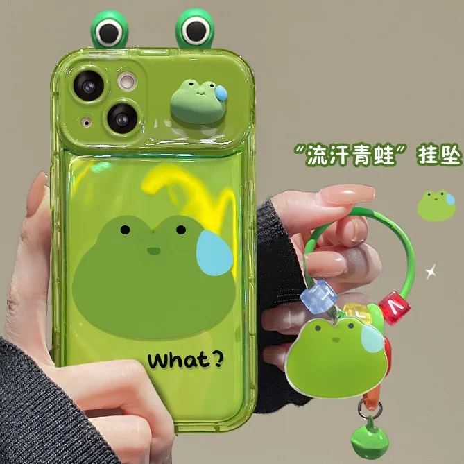 for iphone 14/13 case iphone 15 Promax case frog doll pendant flip mirror case iphone 14/13