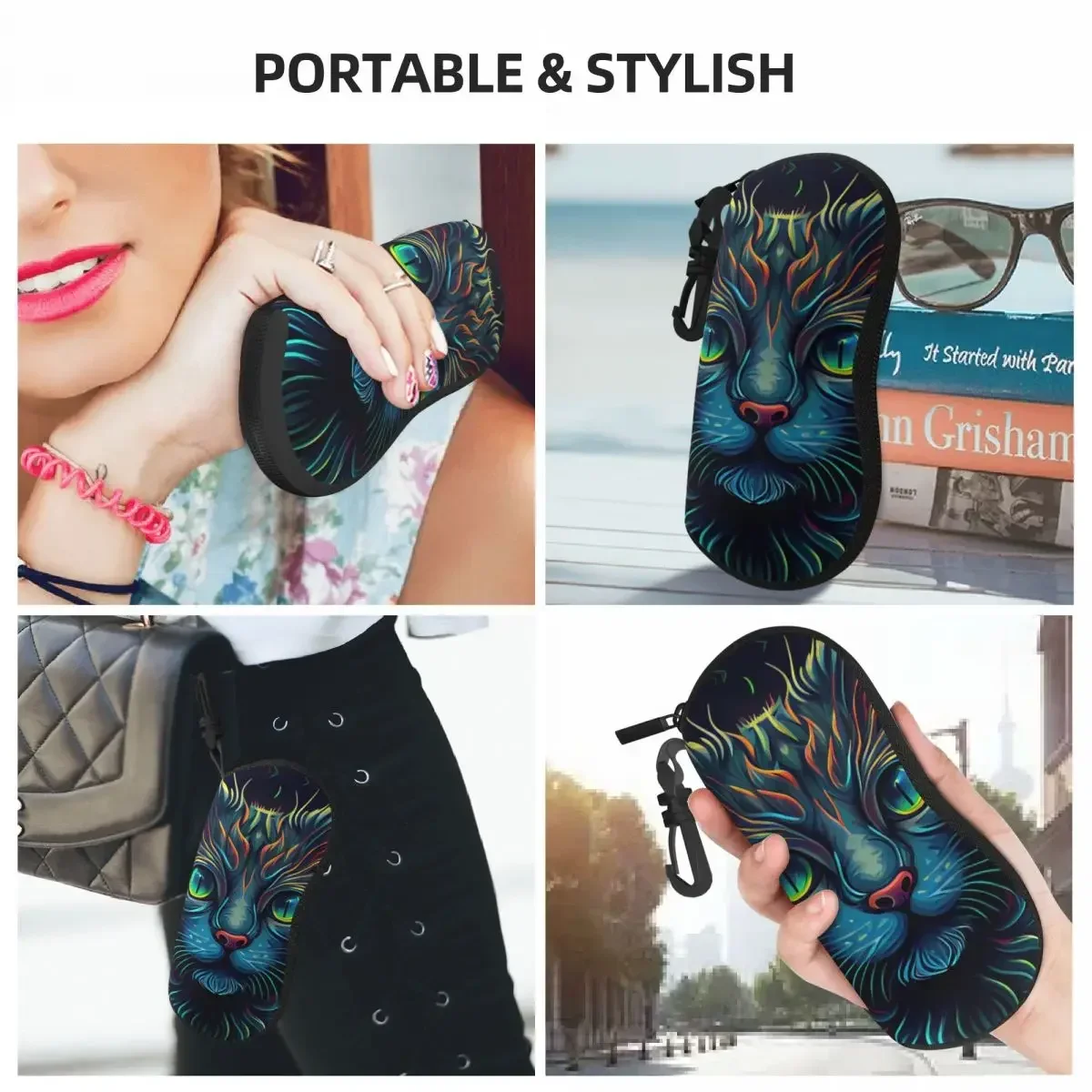 Cute Adorable Cat Glasses Case Cover cartoon animal Travel Sunglasses  For Men Female Classic Eyewear Bag Eyeglass Protector