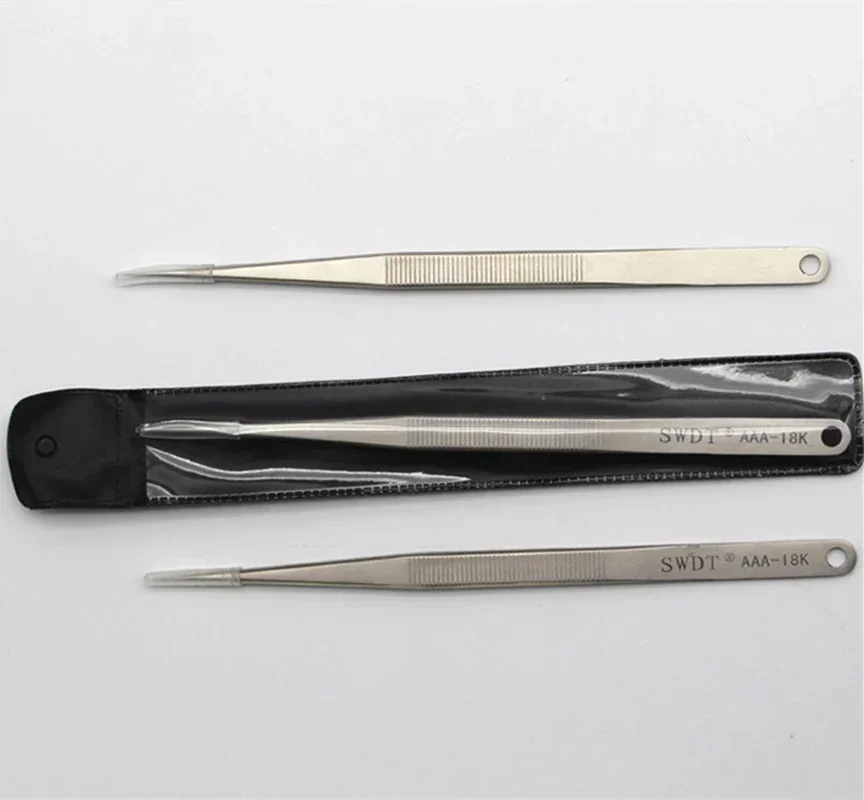 18CM SWDT AAA-18K Anti-static Stainless Steel Precision Long Tweezers Pointed Straight Tweezers for Mobile Phone Repair Tool