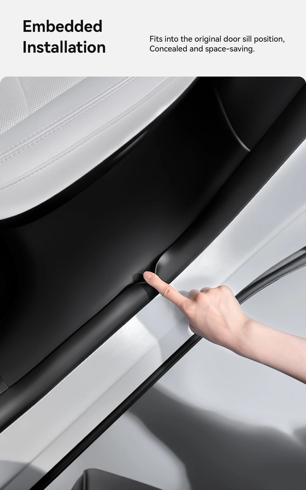 YZ für Tesla Model Y Highland Juniper 2021–2025, hintere Einstiegsleiste, Schutzleiste, Sitz, Anti-Kick-Pad, Eckenschutz, Zubehör – Detail 4