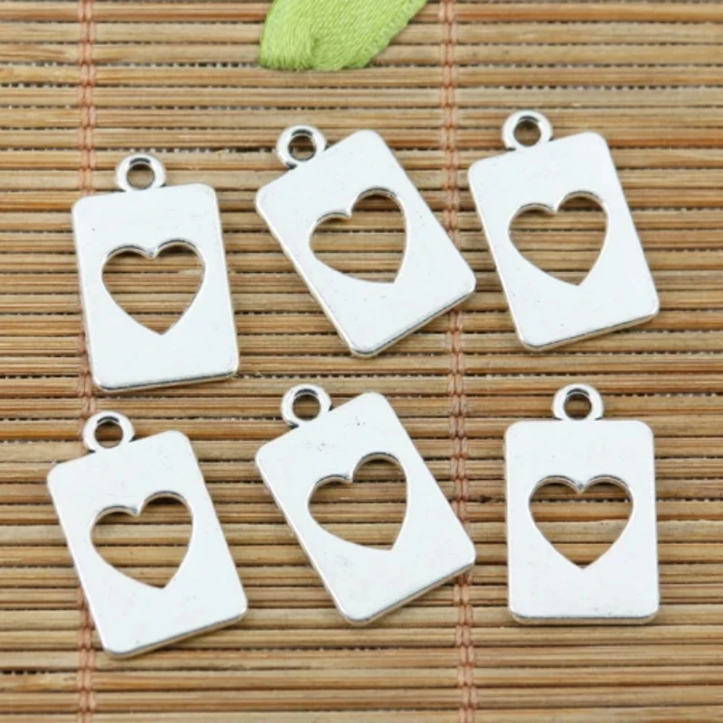 20pcs 17*12mm Tibetan Silver Color Heart Hole In Center Design Charms EF2352 Charms for Jewelry Making