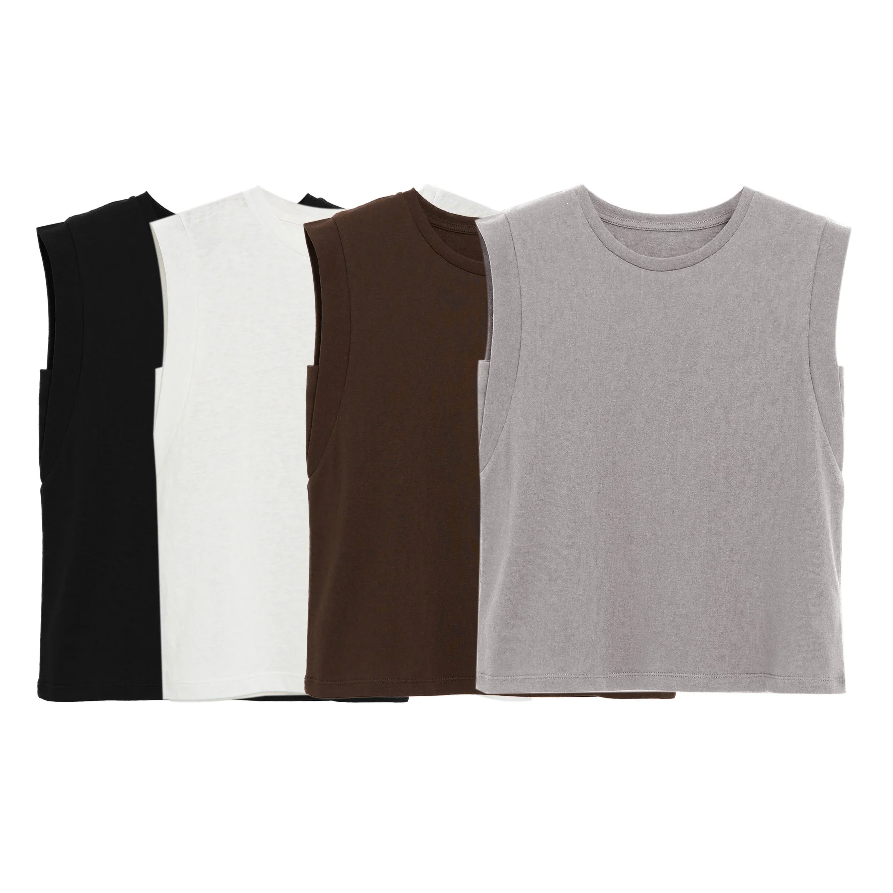 Cotton Linen Tank Tops Women Simple Semi Sheer Sleeveless Tees Spring Summer 2024