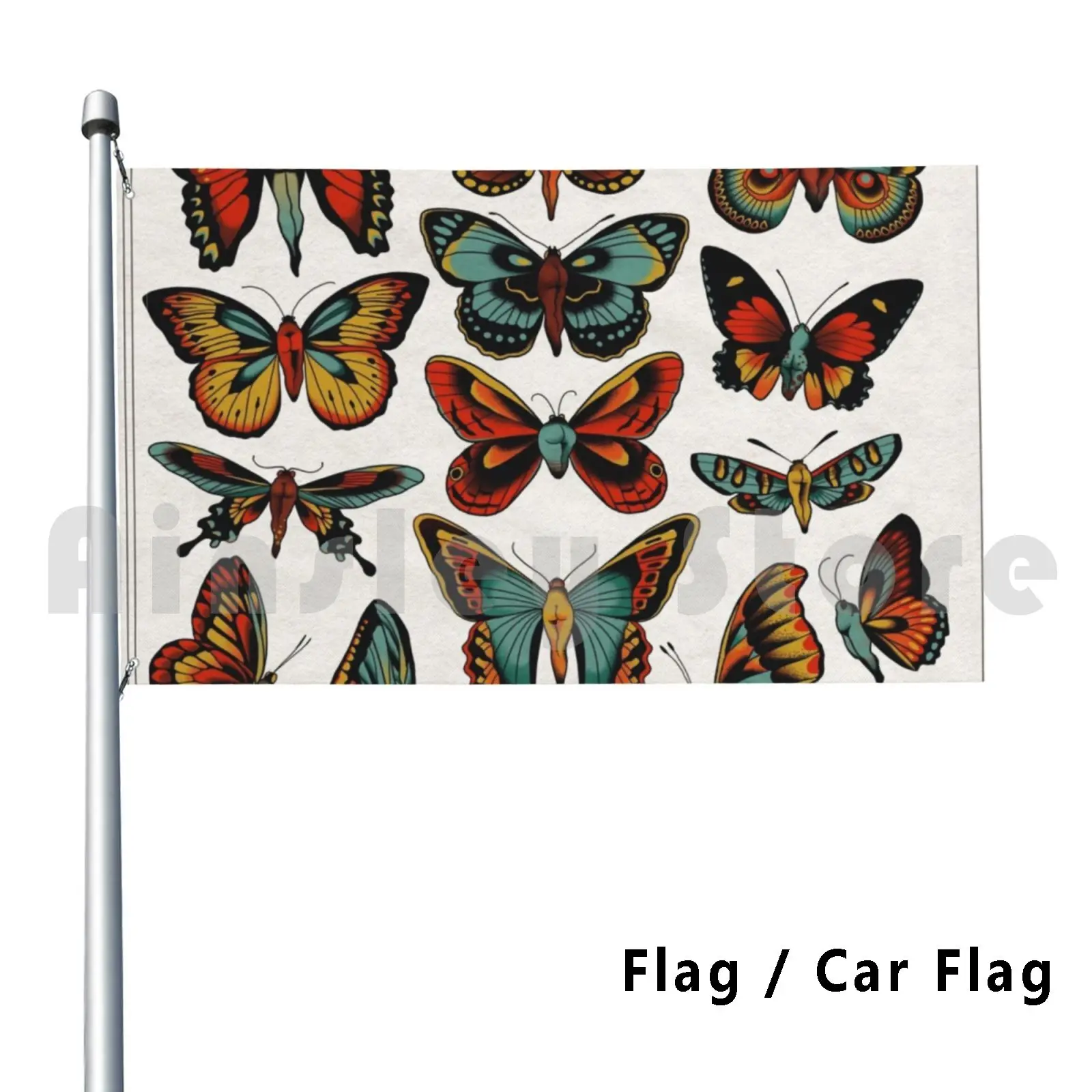 Butterflies Traditional Tattoo Flash Flag Car Flag Funny Butterflies Butt Booty Tattoo Flash Traditional