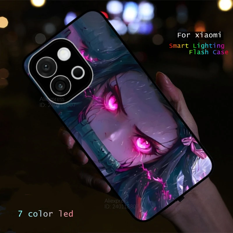 

For POCO X7 X6 Pro Neon Light Game Controller LED Phone Case For Xiaomi Redmi Note 14 13 Pro 12 11 4G 5G Flash Phone Cover Shell
