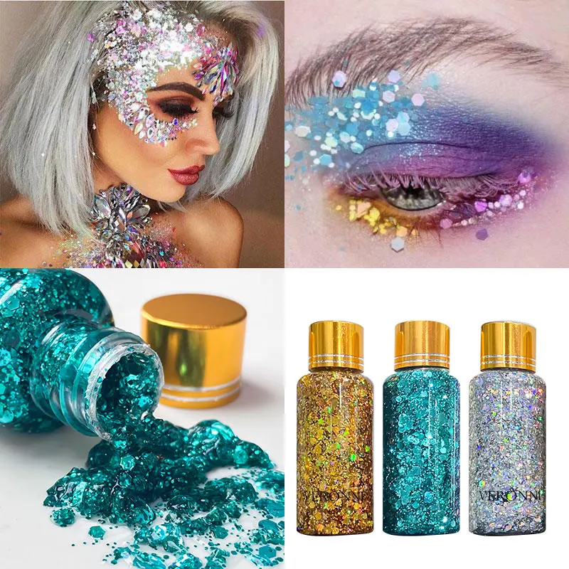 Eye Glitter Nail Hair Body Face Glitter Gel Art Flash Heart Loose Sequins Cream Festival Glitter Decoration Party Festival