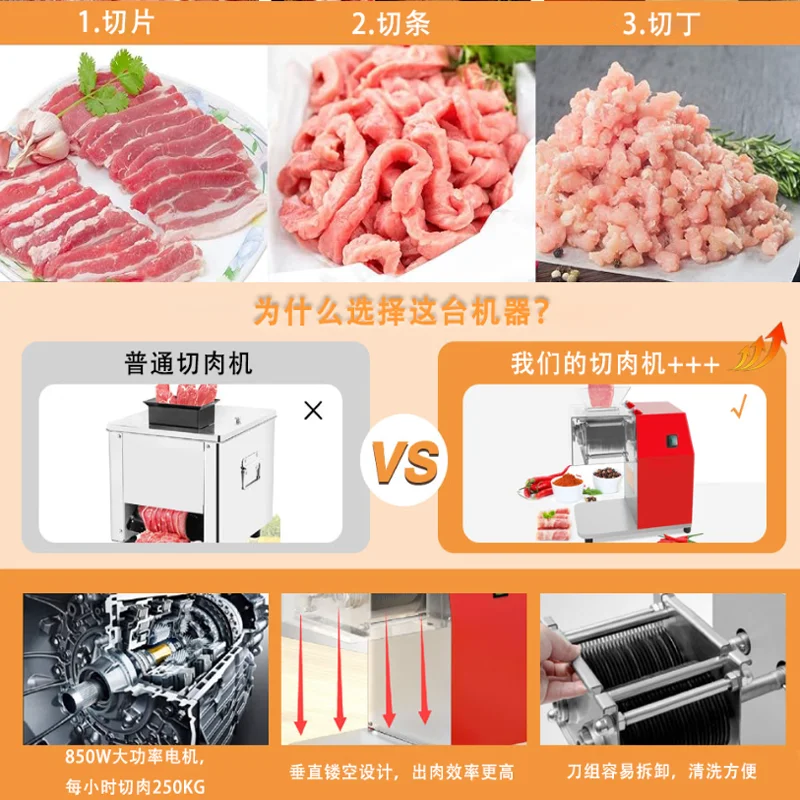 Commercial Meat Slicer Vegetables Bread Frozen Meat Slicer Cutter Meat Rolls Meat Cutting Machine