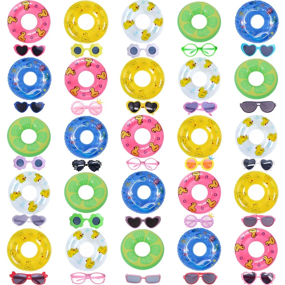 2PCS/Set=Doll Swimming Ring+Doll Glasses Suit For 18Inch American Dolls & 43 Cm Reborn Baby Dolls,Girls Birthday Gift Toys