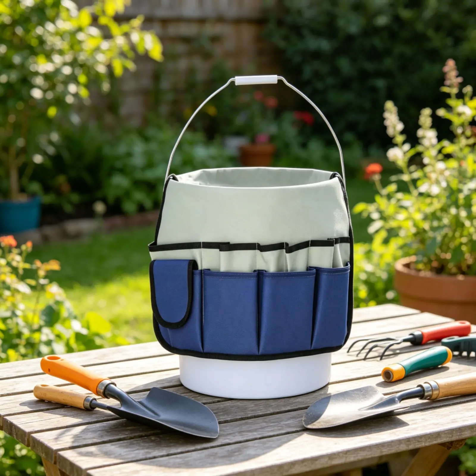 

Gardening Tool Tote Large Capacity Multi-Pocket Tool Organizer Canvas Container Bag Waterproof Sturdy-Duty for Construction Site