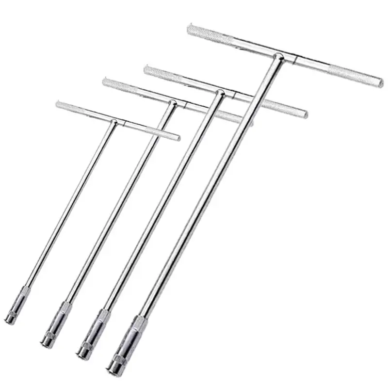 

AB66-Multi-Purpose T-Shaped Socket Wrench Set- 4-Piece Chrome Steel Combination Tool For Automotive And Home Repair Maintenance