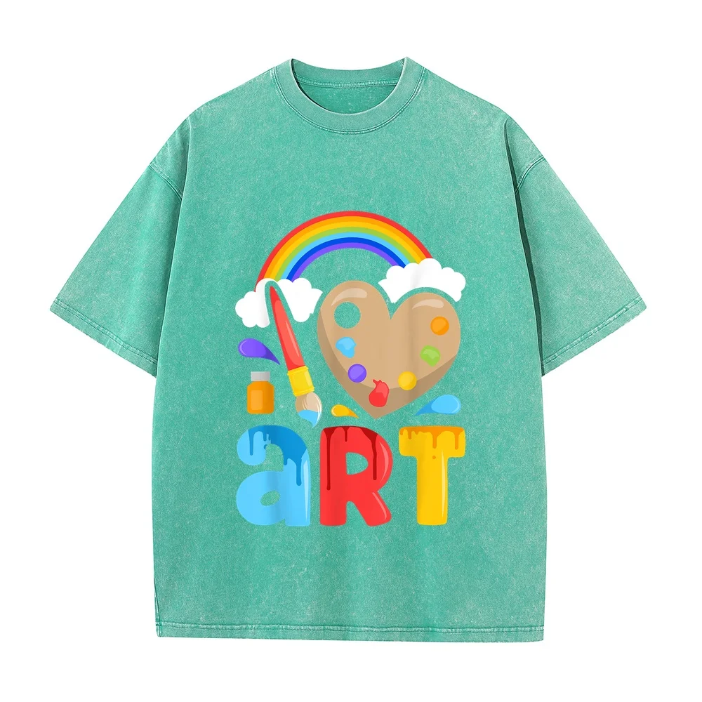 I Love Art Artist Painter Colorful Painting Gifts Kids Girls T-Shirt Футболка Man T Shirt Relaxed Men Tee Cotton Graphic Humor