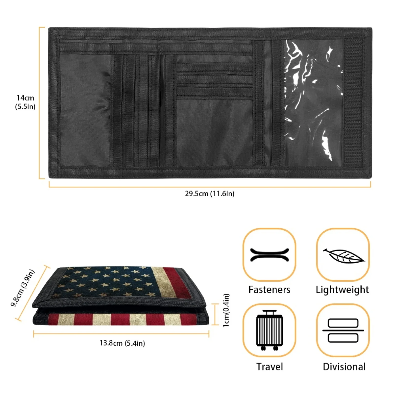 Cute US Flag Print Kids Trifold Casual Wallet Multifunctional Youth Wallets With Coin Pocket And Card Holders For Children Gift