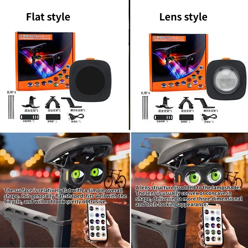 Devil Eye LED Lamp for Bicycle/Motorcycle/Car Customizable Dual-Screen Decorative Light for Trailer Electric Bike Accessori T4S1 view 2