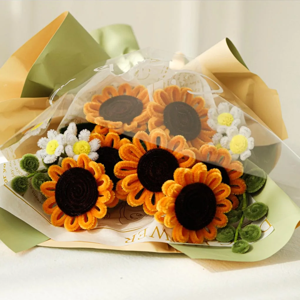 

Chenille Pipe Cleaners Stems Sunflowers Bouquet Craft Kit Essentials Pipe Cleaners For Craft Flowers A