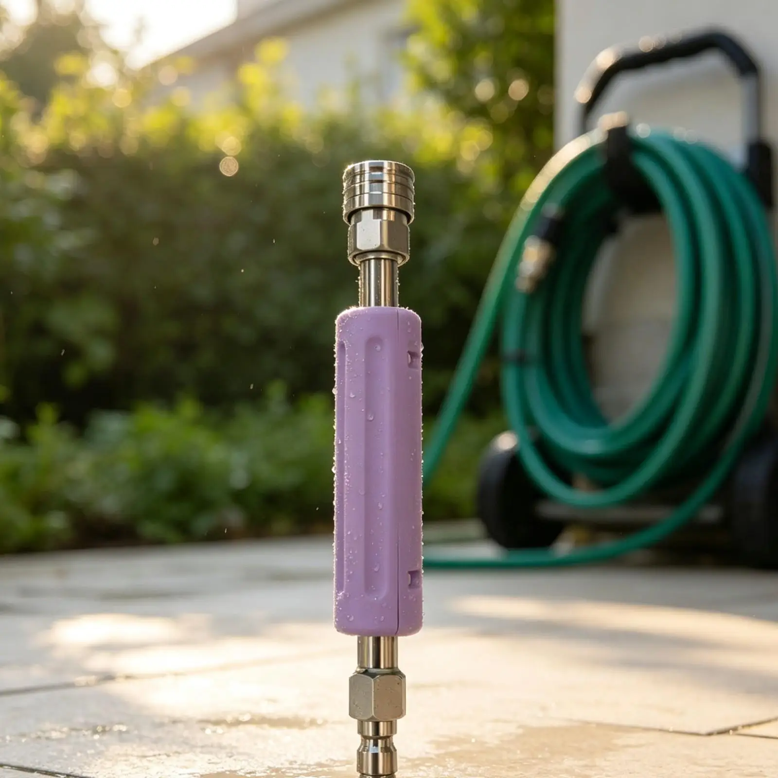 Pressure Washer Extension Rod 20cm Stainless Steel Wand with Grip Sleeve 1/4 Inch Male Female Connector for Car Detailing Tasks
