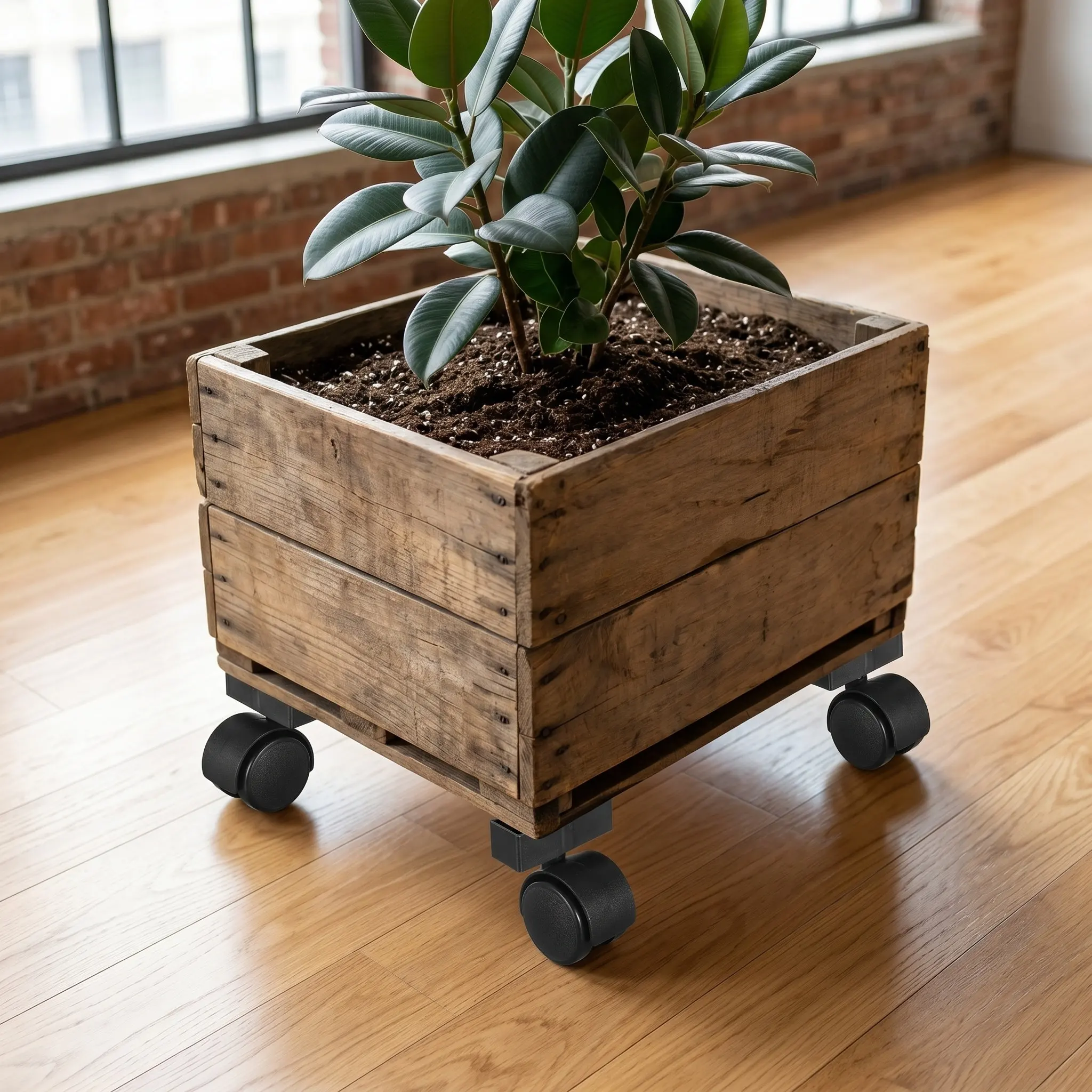 4Pcs Universal Garden Planter Wheels with Brackets Strong Load Capacity for Balcony Flower Boxes Outdoor Planters Easy Mobility view 6