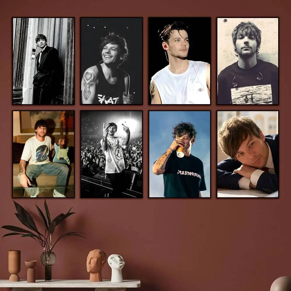 Group 1D L-Louis T-Tomlinson Poster Self-adhesive Waterproof Paper Sticker Coffee House Bar Room Wall Decor