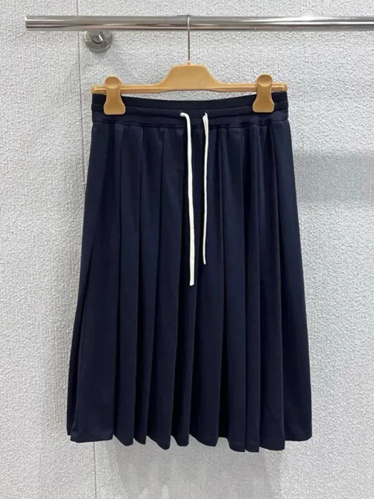 

2025 New Women's Fashion Wear For Girls Casual College Style Black Loosening Waist Pleated Skirt Skirt