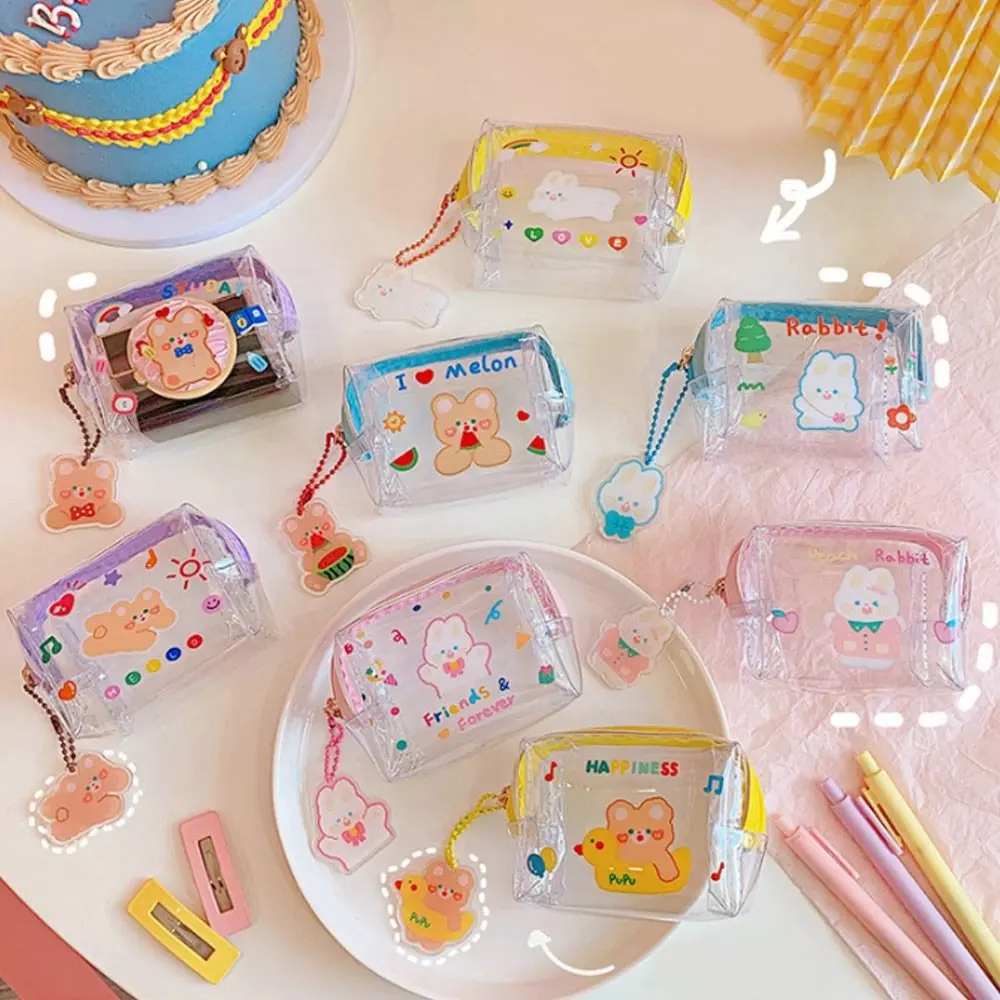 Mini Zipper Pouch Storage Bag Lovely Cartoon Jelly Wallet Cosmetic Bag Coin Purse Zipper PVC Transparent Coin Purse