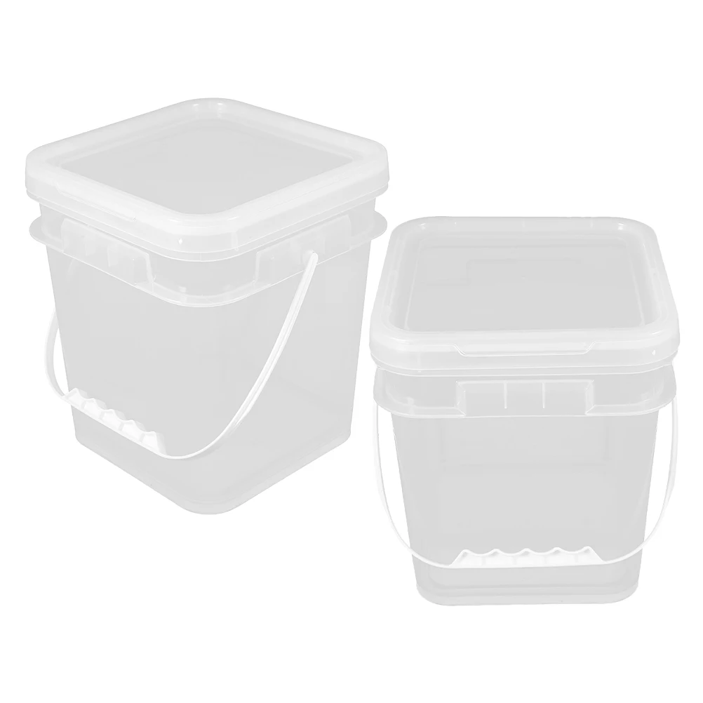 

2PCS 5L Grade Square Plastic Paint Buckets Sealants Storage Bucket Coatings Sealants Storage Containers Wide Mouth Secure Lid