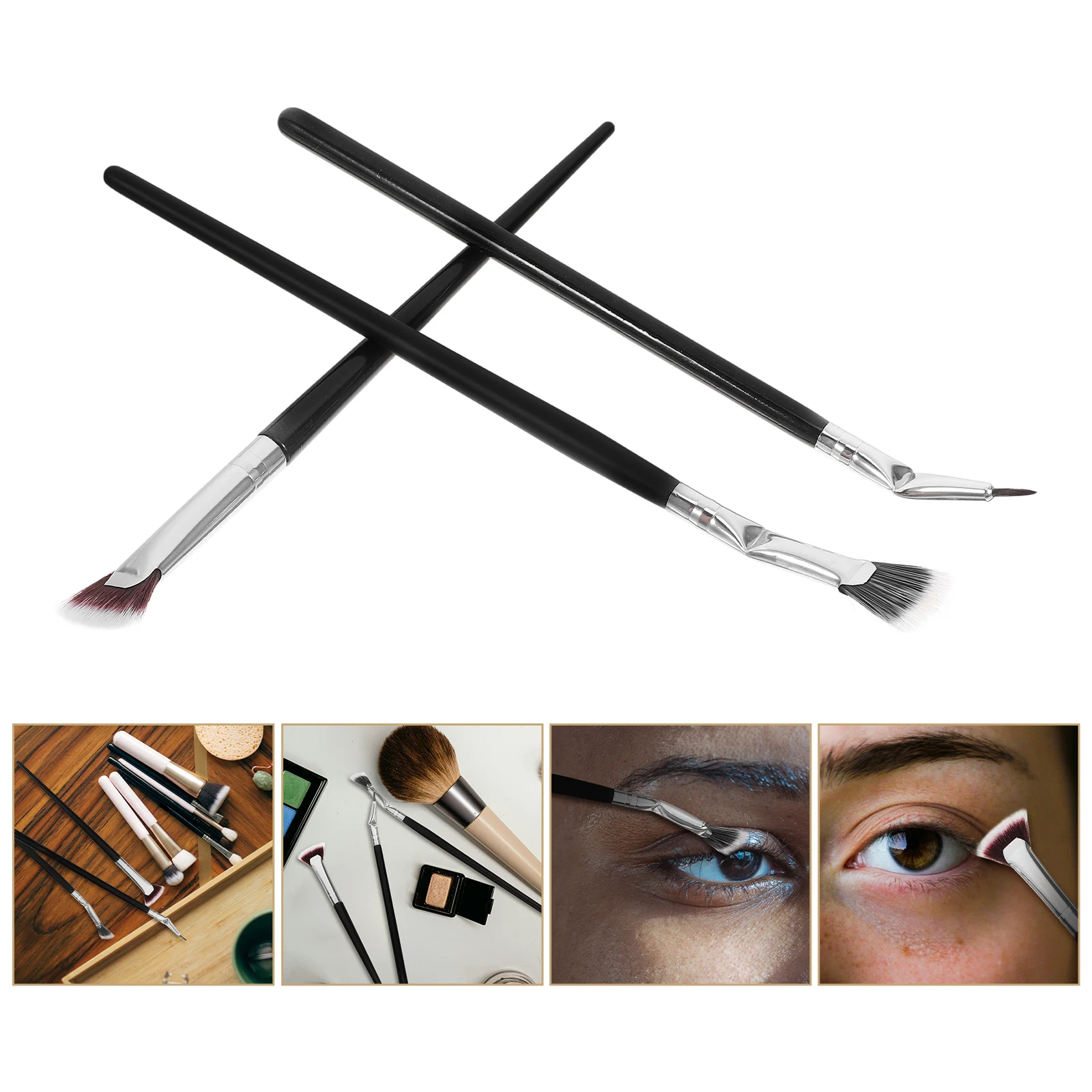 1 Juego de cepillo de pestañas festoneado de ángulo plegable, herramienta separadora de pestañas en forma de abanico para aplicación de máscara, maquillaje con acabado sin atascos
