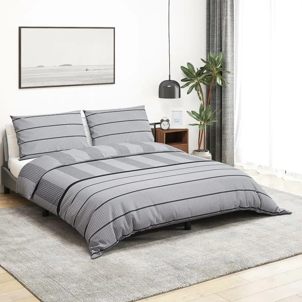 Luxury Grey Cotton Duvet Cover Set 225x220 cm - Soft & Durable Bedding