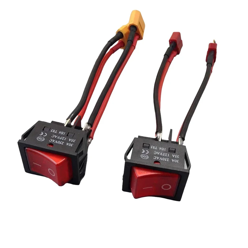 30A 12V 24V Battery Main Switch Large Current On-off with XT60/T Plug 14AWG Wire for RC Tug/Bait Boat 550 775 Brushed Motor