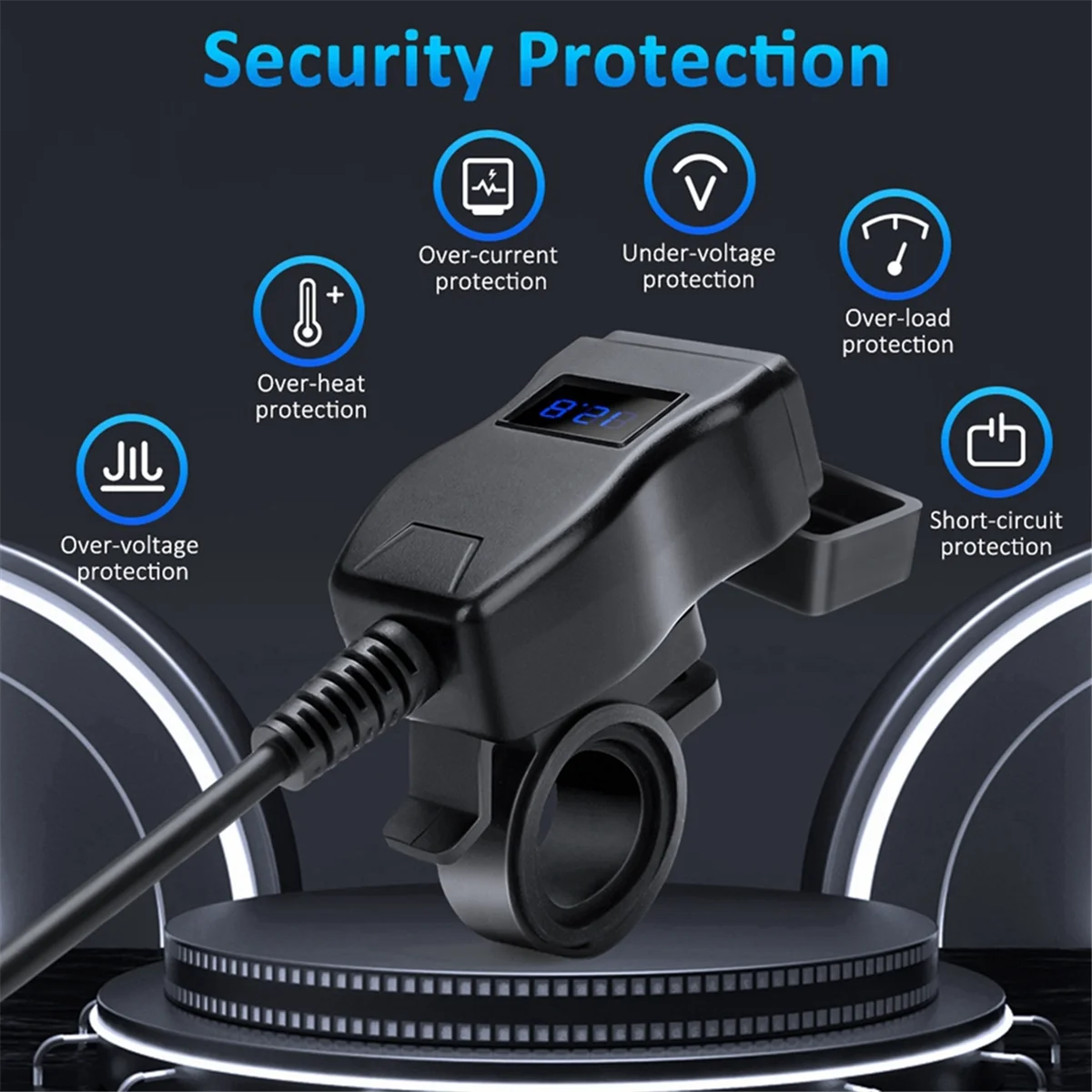 N36R_TM Motorrad USB Schnellladegerät Wasserdichte Typ-C-Anschlussbuchse