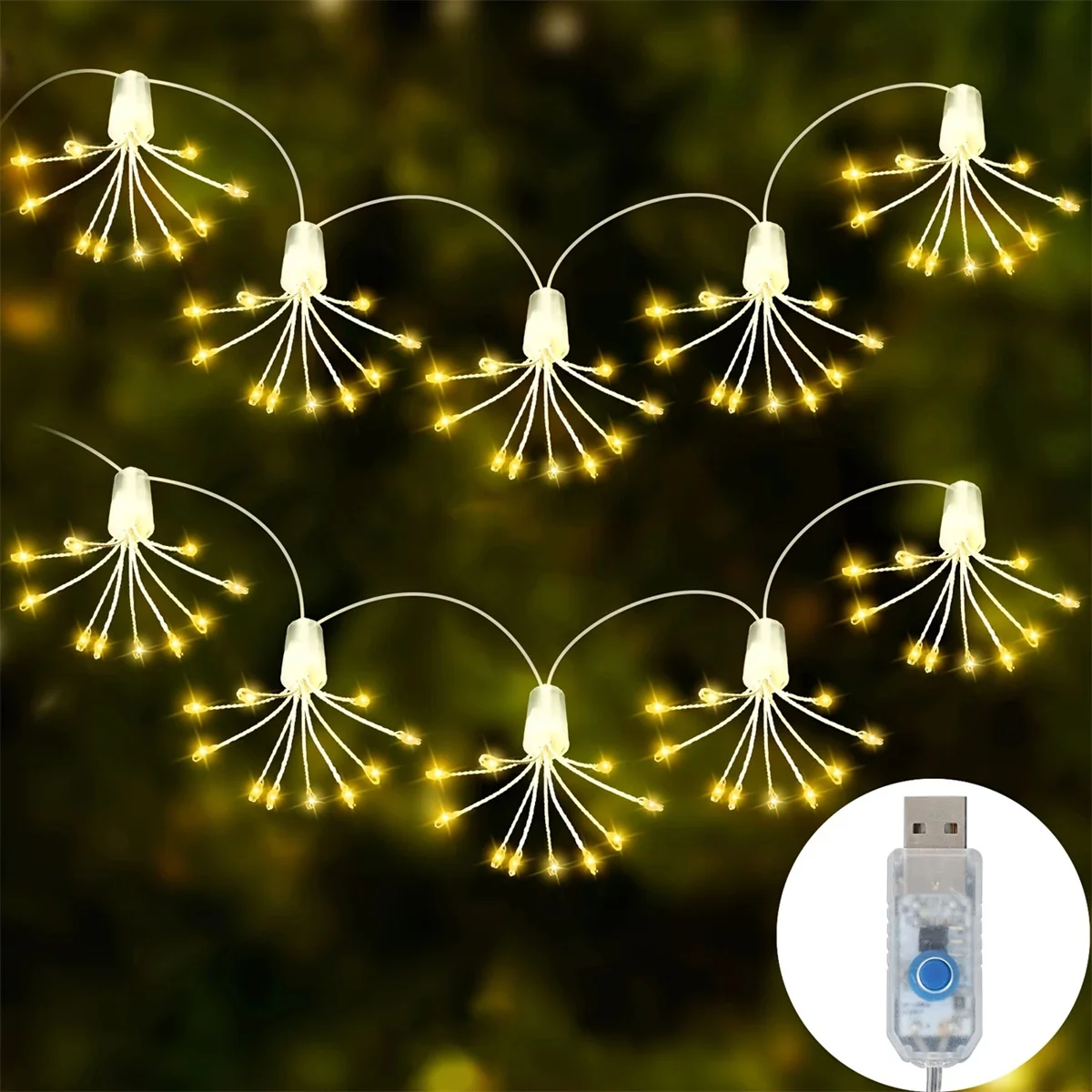 

USB Firecracker Light String 100 LEDS 8 Modes Fairy Lights For Wedding Holiday Decoration