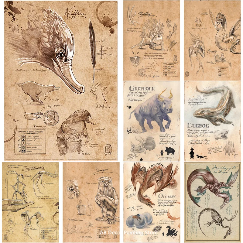 The Myth Monster Retro Poster Field Notes Prints Posters Room Decoration Bird Dragon Vintage Home Decor Nostalgia Wall Paintings