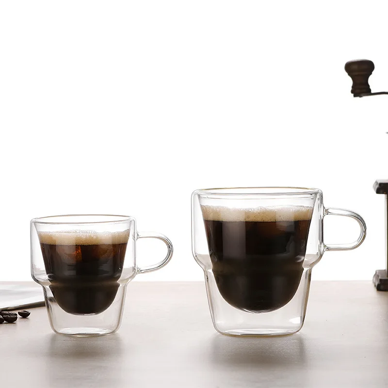 Double Wall Stackable Glass Cup Creative Thickened Models of Household Water Cup Borosilicate Heat-resistant Glass Coffee Cups