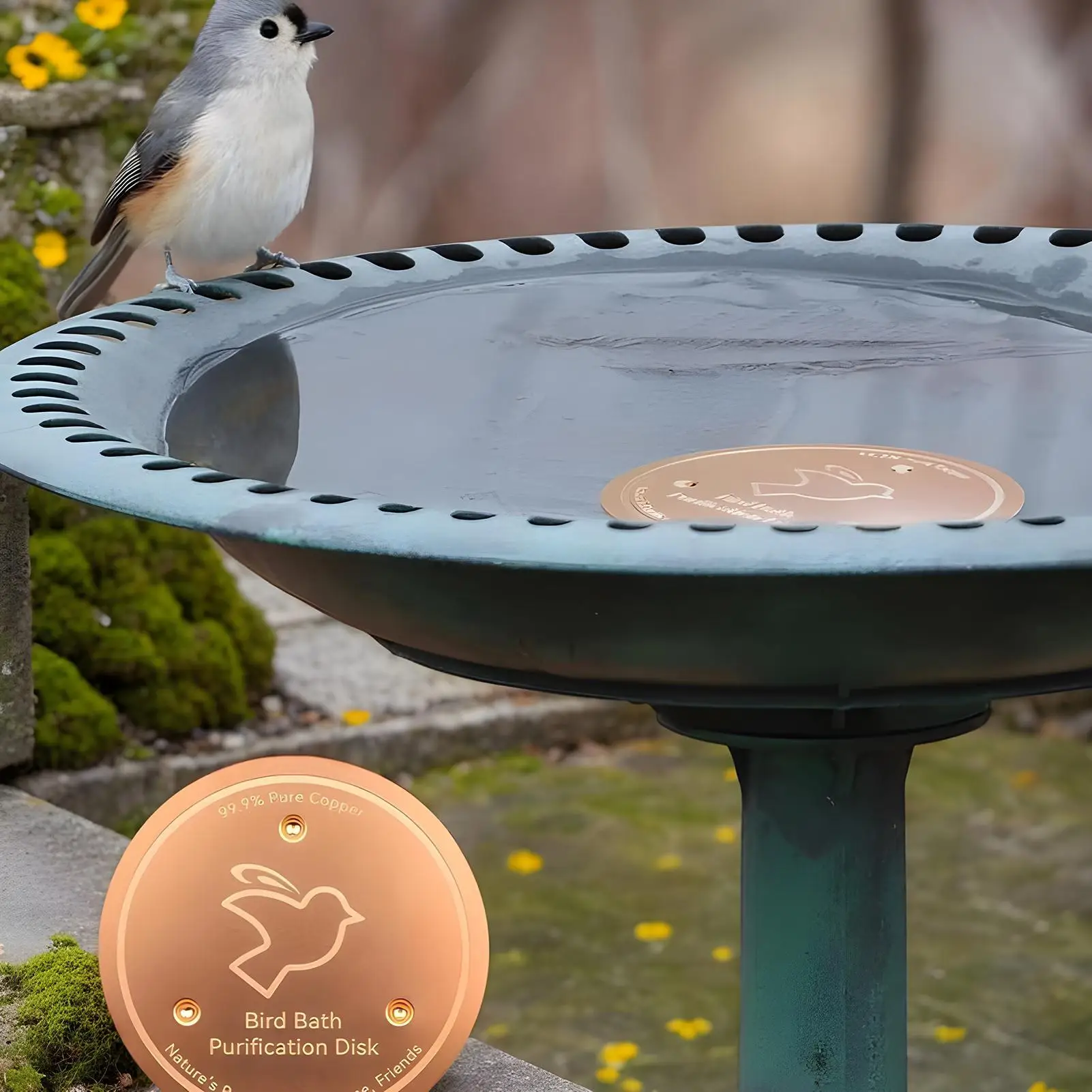 Bird Bath Disk Metal Cleaner Disks Triple-Point Support Purifier Plate Feeder Accessories For Outdoor Patio Lawn Fountain