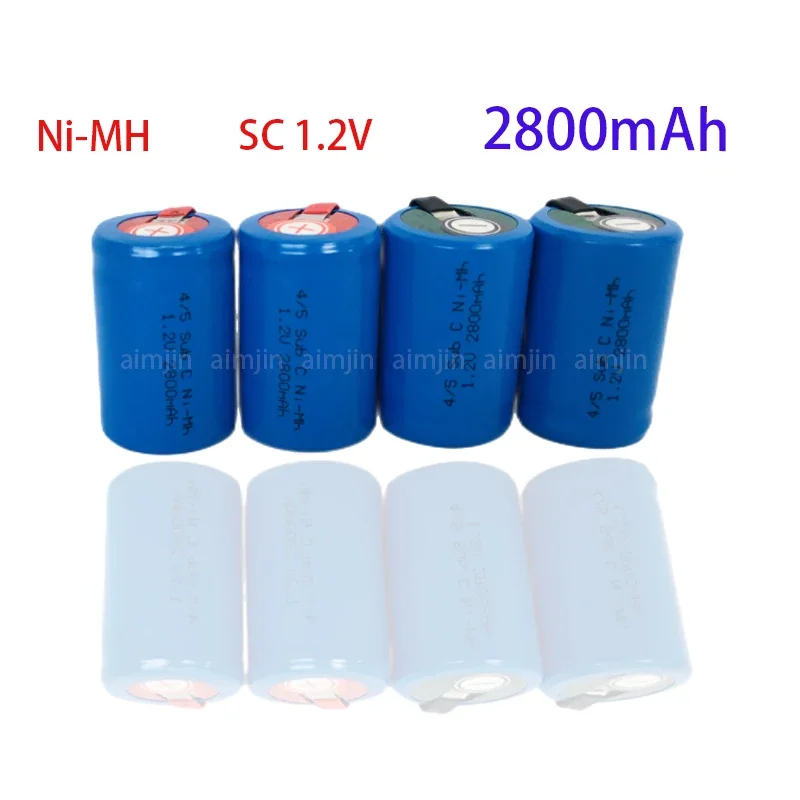 New 4/5SC SC Sub C li-ion Li-Po Lithium Battery High-Discharge 1.2V 2800mAh Rechargeable Ni-MH Batteries With Welding Tabs