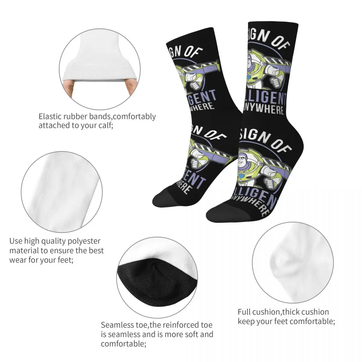 Hip-hop Toy Story Basketball Socks Buzz Lightyear Intelligent Life Polyester Long Socks for Women Men Breathable