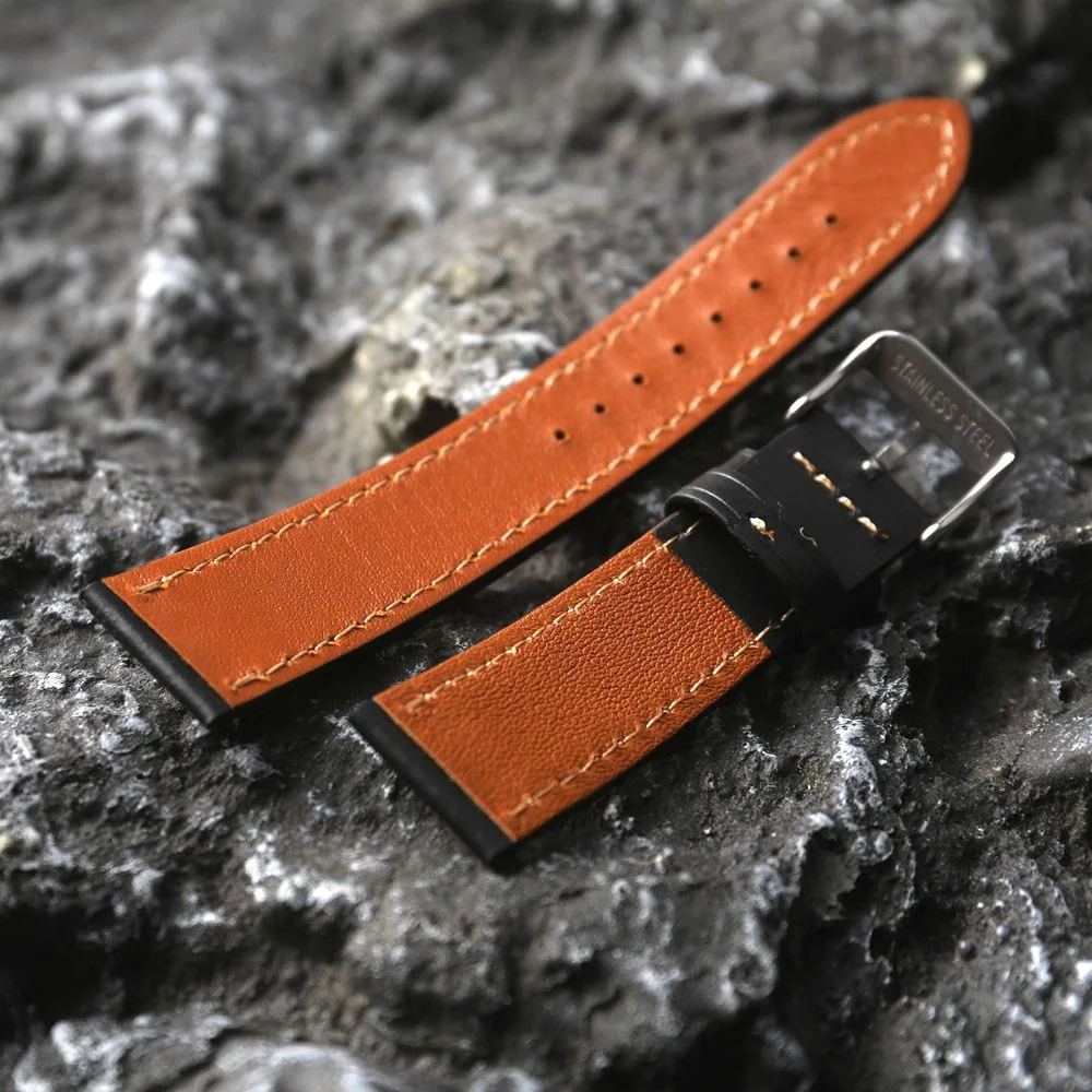 Bracelet en cuir de vache première couche fait à la main, ajustement, Casio petit carré vieux Shanghai double division 18 20 22MM chaîne de montre souple en cuir