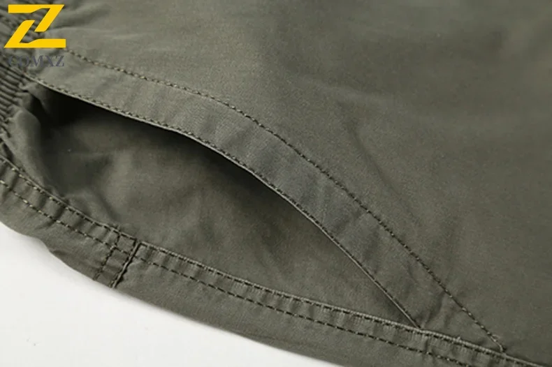 Retro Wide Leg Cargo Straight Pants Men's Outdoor Elastic Waist Workwear Trousers Harajuku Streetwear Khaki Cotton Pocket Pants