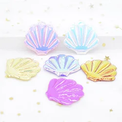 12Pcs 42*40mm Glitter PU Shell Padded Appliques for DIY Crafts Cake Topper & Baby Headwear BB Clip Accessories Decor Patches