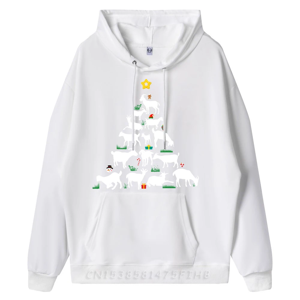 Goat Christmas Tree Apparel Goat Christmas Blank Hoodie Polyester Limited Time Special Halloween Aesthetic
