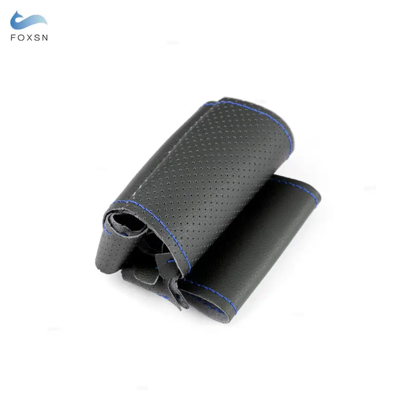 Perforated Leather Car Interior Steering Wheel Cover For Mercedes Benz C Class W203 2001 2002 2003 2004 2005 2006 2007 blue line