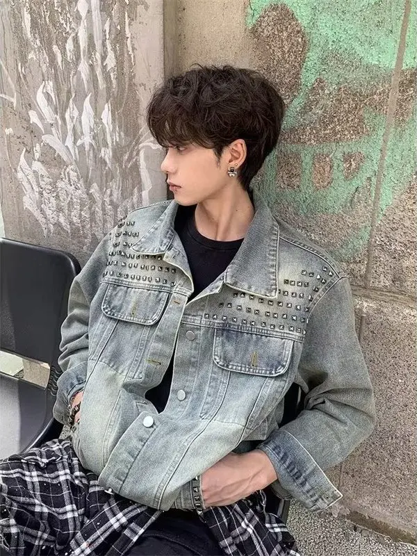 

Американская джинсовая куртка Heavy Du Rivet свободного кроя, молодежный стиль, с эффектом потертости, многослойный дизайн, для мужчин и женщин