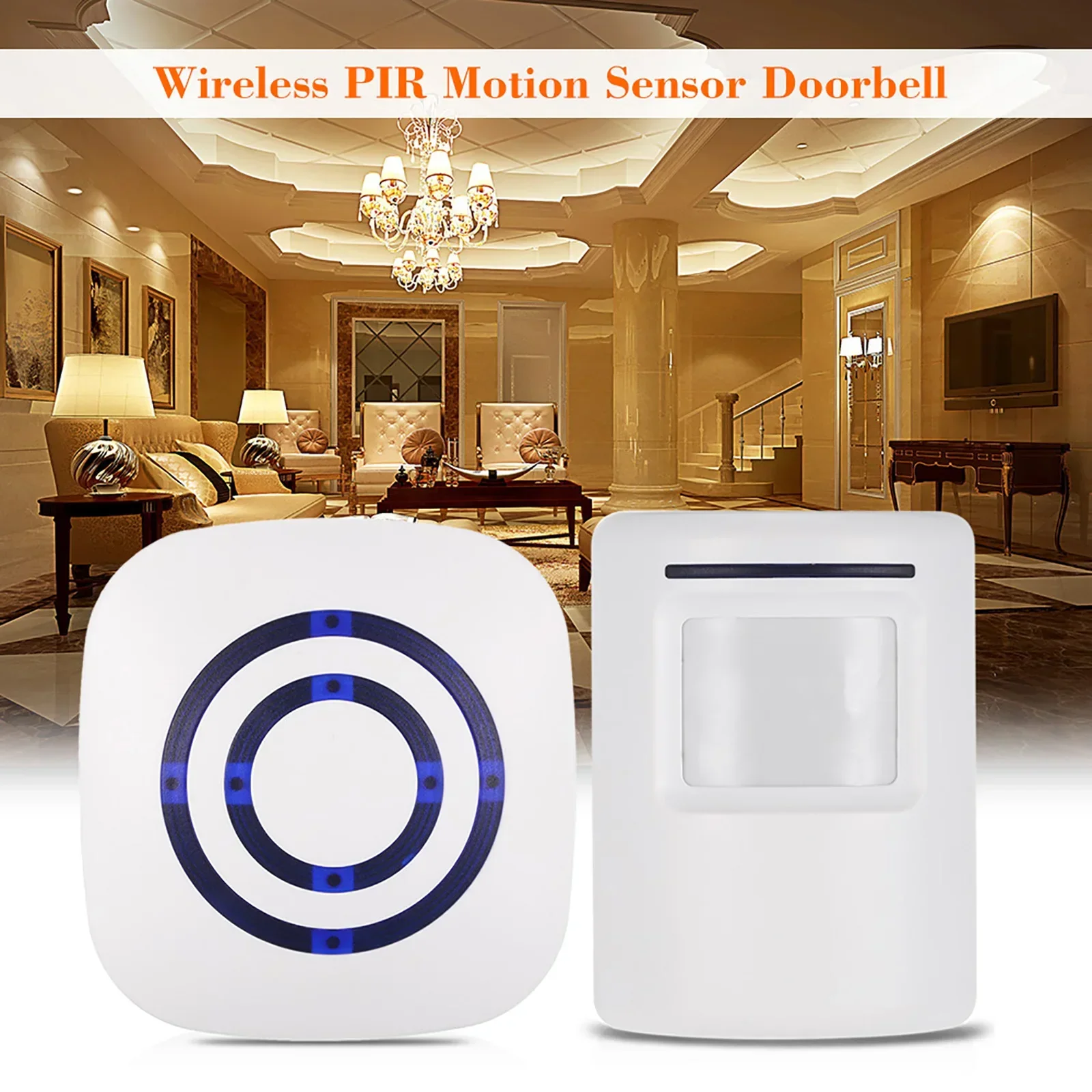 Alert Sensor Smart Wireless PIR Motion Sensor Door Bell 38 Chimes Volume Long Range Kit Receiver Motion Detector Alert Sensor