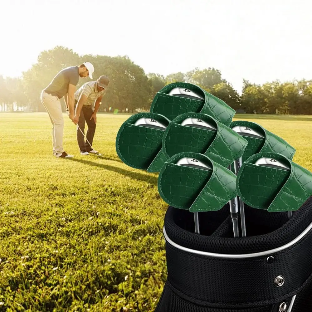 PU Leather Golf Iron Headcover Crocodile Pattern Wear Resistant Golf Club Head Cover Scratch Resistant Waterproof